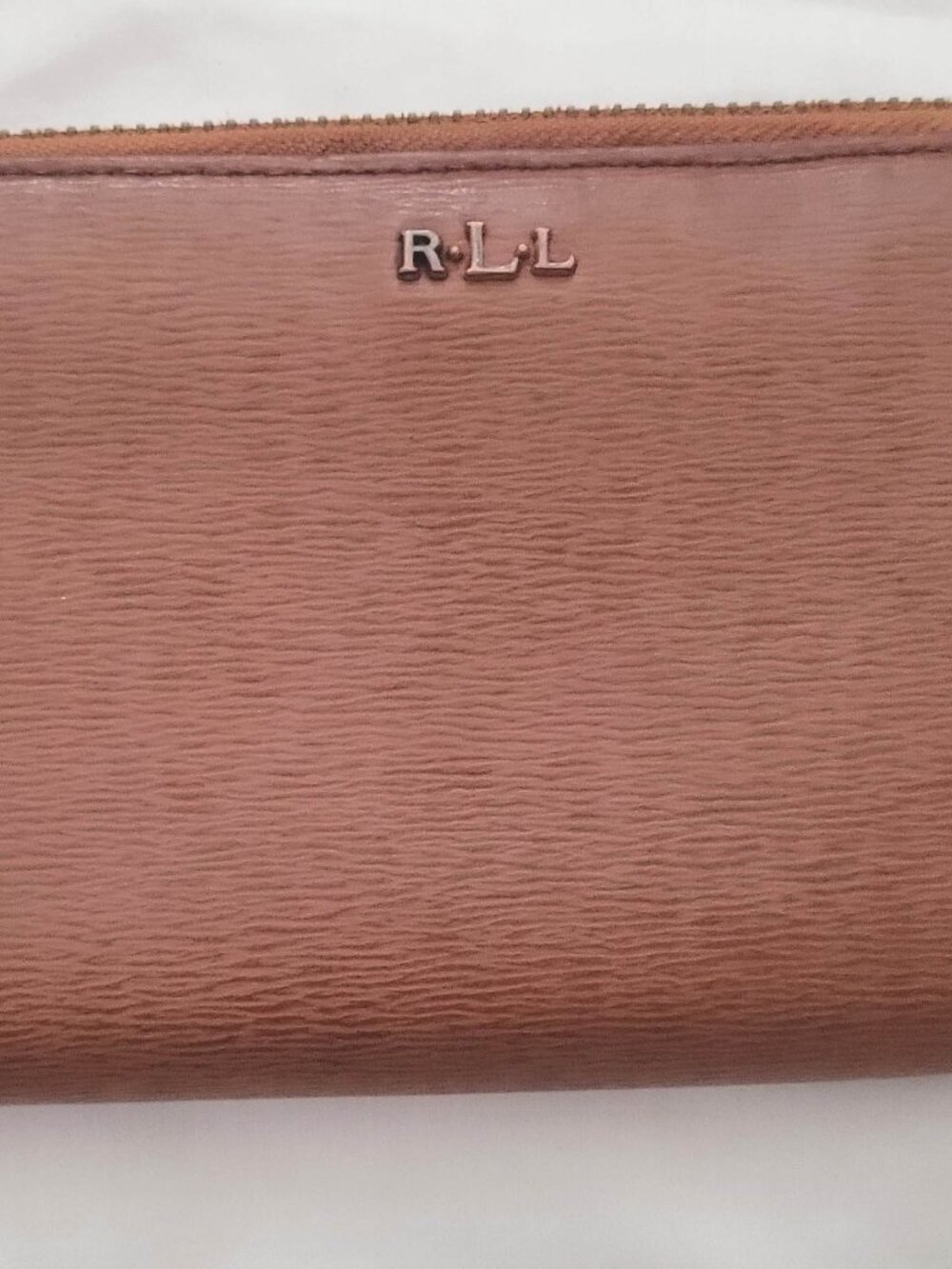 Lauren Ralph Lauren zip-around wallet leather brown color.